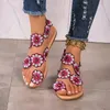 Sandales grandes taille Sandalias de Mujer 2023 Summer Bohemian Style Flower plage plate fond plat décontracté sapatos féminino