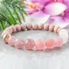 Mg1096 roze roze kristal kralen armband natuurlijke rozenhout boho kralen armband genezende kristallen mala armband voor vrouwen273W