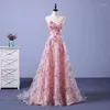 Casual Dresses Long Strapless Sweetheart Pink Flowers Vestido De Formatura Longo Evening Gown Party Halloween