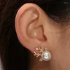 Boucles d'oreilles étalon 1pair Christmas Femmes Elegant Pearl Deer Fashion Fashion Oreau Oreille de renne Bijoux Girls Girls