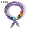 Strand Oaiite 6 mm 7 Bracelet du chakra pour hommes et femmes Stone d'énergie de charme d'améthyste naturel en cadeau