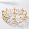 Erkekler için Metal Kraliyetler ve Tiaras Kraliyet Full King Crown Party Hats Kostüm Cosplay Saç Aksesuarları Altın Klipler Barrettes318r