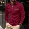 Polo's voor heren lente en herfst pullover revers rasper contrast pocket pocket met lange mouwen t-shirt polo bodem fashion vakantie casual formele top