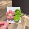 ヘアアクセサリーの子供の花クリップ手作り編みウールヘアピンワニの女の子のためのスイートバレットの編集