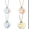 Klassieke 925 Sterling Silver ketting Double hart hanger dames mode -sieraden origineel 11 hoge kwaliteit terugkeer 210621286f