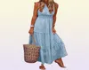 Abiti casual Donne Fashion Sexy Dress Maxi Summer Beach Holiday Pots Dots Boho Alcrochet Viele Viele Sleeveless Slip1164198