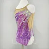 Liuhuo Anpassa rytmisk gymnastik Leotards Girls Women Purple Gradient Competition Artistics Gymnastics Performance Wear Crystals Sleeveless