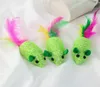 new Green braidedArtificial feathe mouse toy with funny sounds Funny cat toy cat supplies Scratch resistant animal toys T2I59295955965