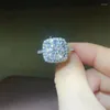 Clusterringen Klassieke 5ct Moissanite Diamond Ring Pass Test 925 Silver Women Luxury sieraden Bruidegom Stel Biancee Delicate cadeau voor