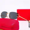 Designer rote Sonnenbrille für Frauen Mann Sonnenbrillen Fashion Klassiker Randless Gold Metall Rahmen Waeglasse Goggle Outdoor Beach MU276s