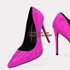 Sapatos de vestido holograma rosa Iridescente Patente Couro Steletto Saltos altos bombas de ponta pontiaguda