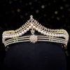 Baroque rétro Gold Crystal Pearl Bridal Tiaras Crown Geometric Geometric Pageant Diadem Bride Bride Bride Wedding Hair Accessories 220217261T
