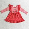 Mädchenkleider Großhandel Kleinkind Kleinkind Weihnachtsbaum Rentiere ein Stück Kinder Kinder Urlaub Kleidung Baby Girl Langarm Kleid