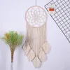 Tapisseries Dream Catcher Wall Hanging Tapestry Gift Woven Decor lämnar träpärlor Tasslar för kontor i kontoret vardagsrum