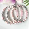 MG1520 Strand Neues Design Diamant geschnittene Rosenquarz rosa Zebra Jasper Edelsteinarmband Frauen beruhigendes Armband für Stress268e