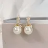 Dingle örhängen mode boll imitation pärla droppe mikroinlägg kubik zirkoniumkvinnor smycken vacker daglig fest örhänge