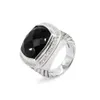 Marke Frauenringe 925 Sterling Silber 17mm Blue Topaz Schwarzer Onyx Turquoise Raucher Quarz Amethyst Ring für Frauen2496