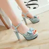 Sandálias Lolita Sapatos plataforma de salto grosso estilo japonês Mary Janes Janes Vintage Girls High Leel Lace Ladies bombas