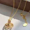 المصمم فيفين ويستوودز فيفينيوستوود إمبراطورة داوجر XIS Light Light Globe Saturn Pink Netamel Necklace Female Design Sense Netlace Necklace