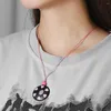 Colliers pendants Carton de dessin animé Collier rond rose Black Color Jewelry Pull accessoires Cadeaux pour femmes filles filles