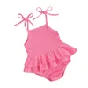 Set di abbigliamento Costume da bagno estivo per bambina Bikini per bambina Tinta unita 2 pezzi Costume da bagno Abiti da spiaggia