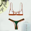 Women's Swimwear Retro Bathing Bikini Women Bandeau Swimsuits Piece Push Up Patchwork Two Set Beach Swimwears Tankinis Swim Top