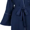 エスニック服2023最新のイスラム教徒のファッションドレスvネックオープンアバヤカフタンドバイラグジュアリートルコガードルカーディガンフレアスリーブサウジアラビア