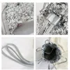 Cute bling sequins shoulder bag fashion silver drawstring crossbody bag women's drawstring sequin tote bag in sequins FMT-4192