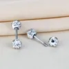 Stud Earrings GSOLD Elegant Sparkling Rhinestone Fashion Stainless Steel Silver Color Double Beaded Crystal Ball