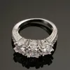 Modieus 3 25ct 14K wit goud -plated diamant creatieve verlovingsring265k