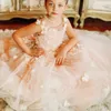 Girl's Dresses Flower Girl Dresses For Wedding Birthday Pearl Floral Tulle Luxury Princess Long Maxi Kids Bridesmaid Ball First Communion GownsL231222