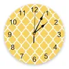 Wandklokken Geometrie Marokkaanse gele witte klok voor huizendecoratie Woonkamer Quartz Naald Hanging Watch Modern Kitchen