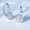 Hoop oorbellen mode zirkon 925 sterling zilveren ronde kristal voor vrouwen elegante bruiloftsfeest sieraden groothandel