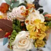 Düğün Çiçekleri Whitney Koleksiyonu 2023 Portakallı Roses Doğa Buket de Mariage ile Sonbahar Sarı Karışım