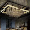 Lustres de haute qualité LED moderne Crystal lustres pendants lampes de plafond de lustre rectangulaire