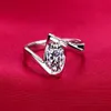 S925 Silver Wedding Anel Ring 18K Real White Gold plaqué CZ Diamond 4 Prong Engagement Mariage Anneau de mariée Femmes Whole239a