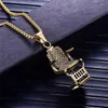 Pendant Necklaces Fashion Gold Silver Color Barber Shop Barber's Chair Seat Necklace Jewelry Long Chain Hip Hop Men284b