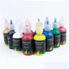 Nail Manucure Set 12 6Colors Airbrush Art Inks Acrylique Paint Encre Pigments pour pochoirs Outils de peinture 230703 Drop livraison Santé BE DHQXY