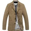 Męskie garnitury męskie blezer wiosna jesienna bawełniana dżinsowe kurtki biznesowe swobodne dopasowanie solidnego koloru marca męska płaszcz M-5xl
