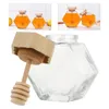 Ensembles de vaisselle 2 pcs pot en verre avec miel avec billets de couvercle en bois sauce transparent bocaux de rangement de rangement