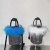 Shoulder Bags Luxury Party Elegant Crystal Hand Bling Evening Bling Diamond Rhinestone Bags Women Ladies Fur Purses and Handbags