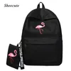 Sacs Girls School Sacs Enfants Sac à dos Sacs Étudiants Sacs de grande capacité Fily Flamingo Print Canvas Backpack for Teenage Girls Bags