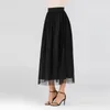 Ethnic Clothing Chiffon Women Skirt Fashion Dubai Turkey Solid High Waist Elastic A-line Retro Style Muslim Maxi Long