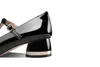اللباس أحذية Mstyle براءة اختراع لامعة لؤلؤة لؤلؤة للنساء مستديرة أخمص القدمين مكتنزة الكعب المصنوع يدويًا ماري جين جين الحجم 10.5