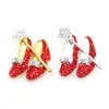 Red Buty na wysokich obcasach broszka rhinestone czerwone rubinowe kapcie Kreator Pins Pins broszki dla kobiet284X