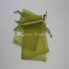 100 stcs Olive Green Drawring Organza Gift Packing Bags 7x9cm 9x12cm 10x15cm Wedding Party Kerstmis cadeauzakken Diy Jewelry M181P