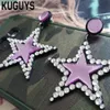 KUGUYS Fashion Acrylic Jewelry Custom Red Star Drop Earrings for Woman HipHop Large Dangle Earring Pendientes Brincos3200