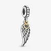 Nuovo arrivo 925 Sterling Silver Angel Wing and Heart Chang Charm Fit Original European Bracciale European Fashion Accessori 291V