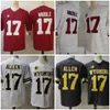 College 17 Josh Allen Football Jersey Wyoming 17 Jaylen Waddle Red Brown Mens Maglie da calcio Cucite Shirts