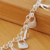 Bracelets à charme 925 Chaussures à talons en argent sterling Sac à talons hauts Mode pour femmes Bijoux de fête de bracelet exquis cadeau